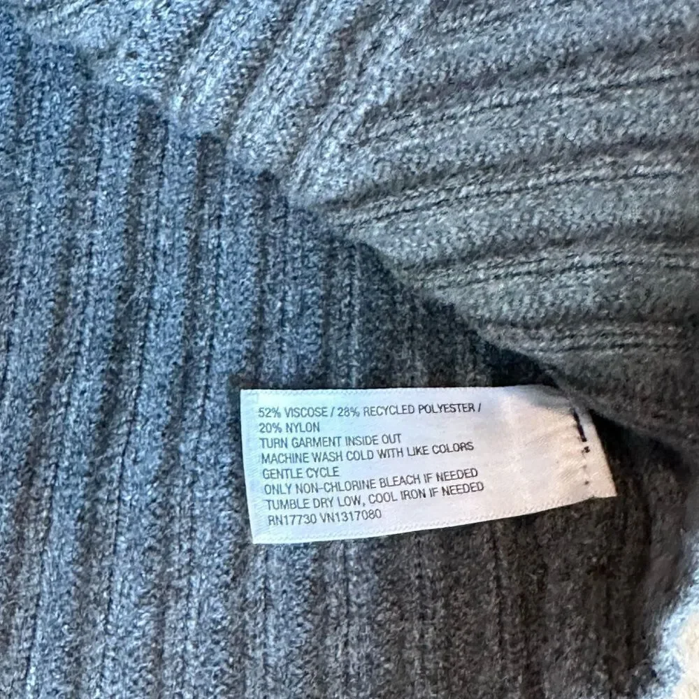NWT Wild Fable Front Zip Long Sleeve Gray Ribbed Sweater Size Large